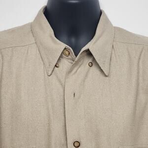 Structure Men’s XL 100% Silk Shirt Long Sleeve Button Down Tan 24" Classic Dress